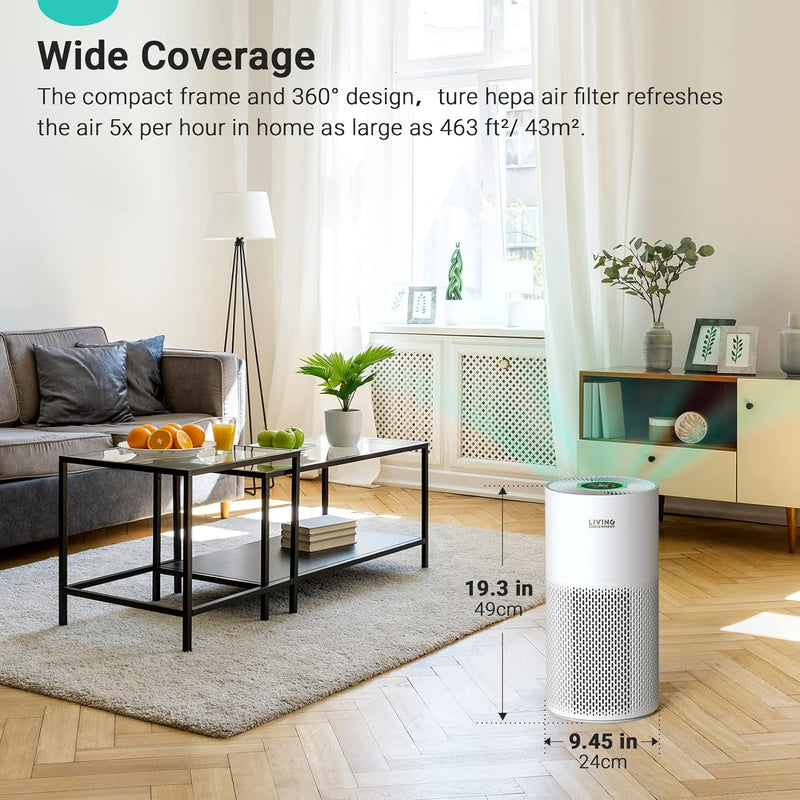 Living Enrichment Air Purifier for Large Rooms up to 463 ft² with True HEPA Filter and Ultra-Quiet 29db Operation
