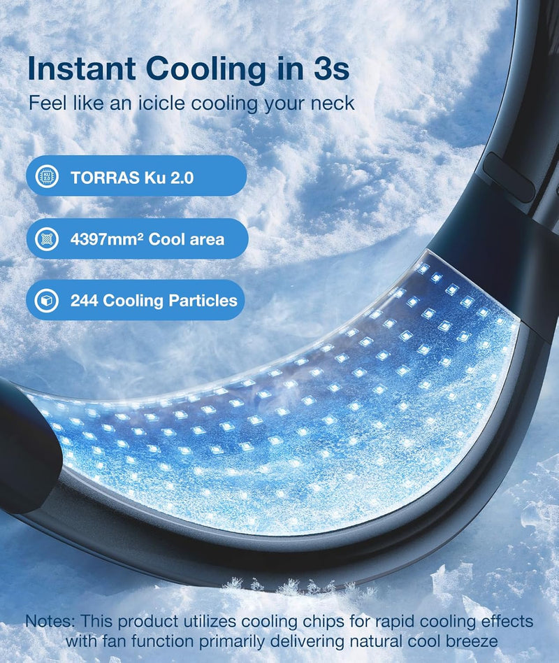 TORRAS COOLiFY Air Neck Air Conditioner, Ultra-Light Portable Neck Fan Rechargeable with 3 Modes Fan/Cool/Heat