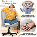 Criss Cross Chair with Wheels, Wide Cross Legged Office Chair Armless Comfy Desk Chair with Tall Back Vanity Chairs with Stress Relief Curved Design Seat for Bedroom & Office & Home Grey