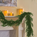 2 Pcs 6 Ft Artificial Norfolk Pine Garlands, Real Touch Winter Pine Garland, Green Artificial Greenery Garland for Table, Mantle, Wall, Indoor, Outdoor Christmas Decorations