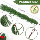 2 Pcs 6 Ft Artificial Norfolk Pine Garlands, Real Touch Winter Pine Garland, Green Artificial Greenery Garland for Table, Mantle, Wall, Indoor, Outdoor Christmas Decorations