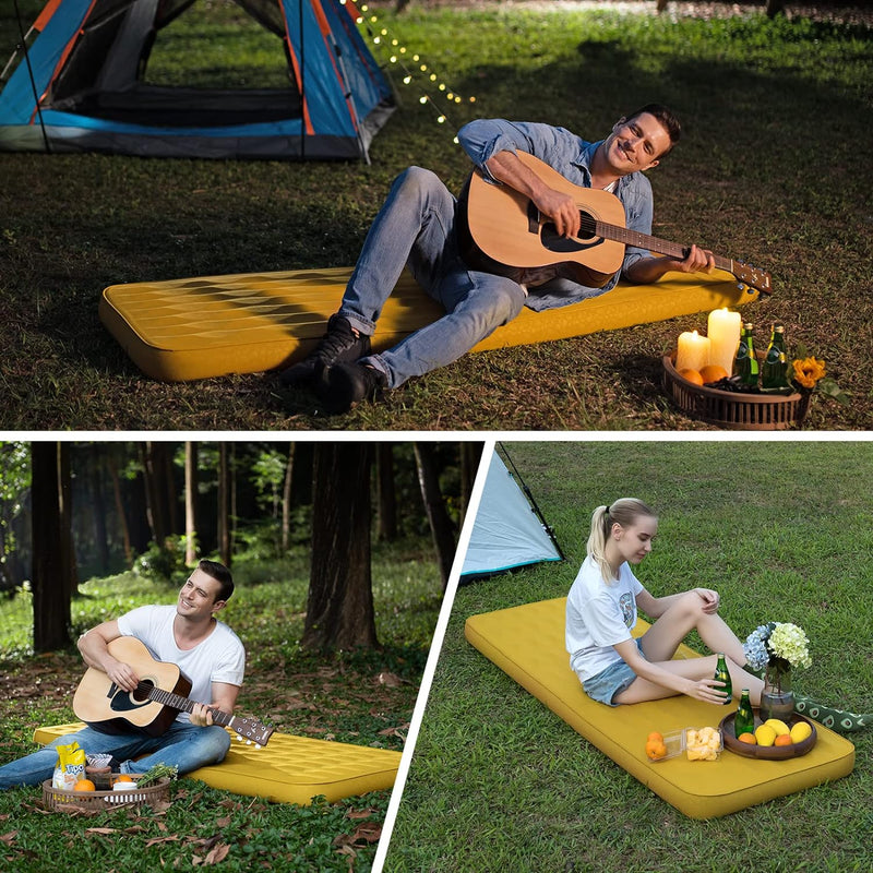 4" Thick Self-Inflating Camping Mattress with Inner Foam and Pump Sack, Single