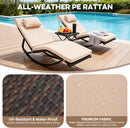 Outdoor Lounge Chair Set of 3, Patio Chaise Lounger with Folding Table and Adjustable Headrest, Easy 4-Step Assembly, All-Weather PE Rattan & Steel Frame for Pool, Patio, Porch, Backyard