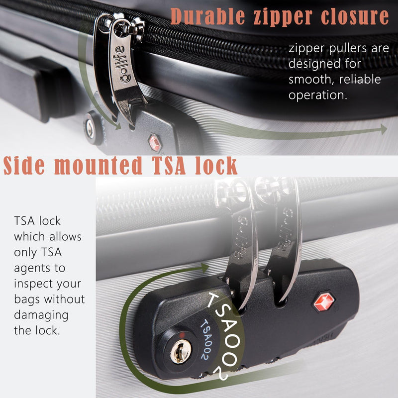 Luggage Suitcase PC+ABS with TSA Lock Spinner, Hardshell Lightweight Luggage