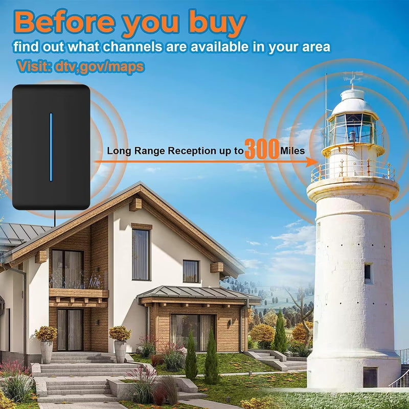 HD Digital TV Antenna with 600+ Mile Range for Free Over-Air HDTV Channels