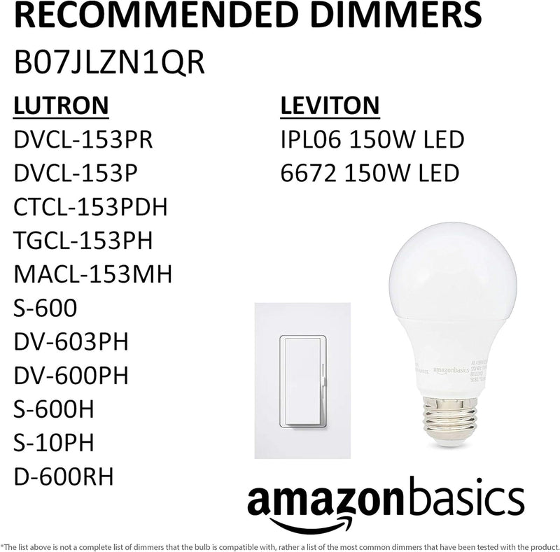 A19 LED Light Bulb, 10,000 Hour Lifetime, Dimmable Soft White 2700K (2-Pack)