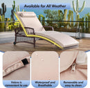 Outdoor Chaise Lounge Set of 2 Outdoor Wicker Rattan Patio Chairs Recliners with 5-Position Backrest & Thickened Cushions & Wheels for Backyard Pool Beach