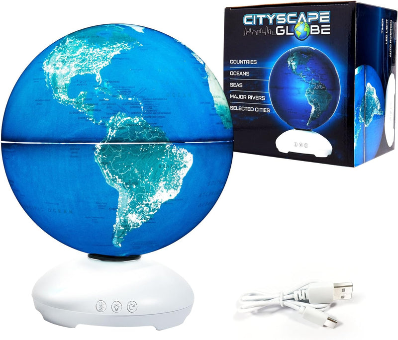 Illuminated Globe for Kids Learning, 10" STEM Kids Globe with Stand, 3 Sleep Settings, Auto Rotation, for Kids 8+