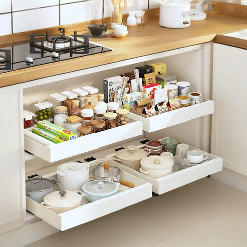 Pull out Cabinet Organizer, Expandable (12"-20.5") Heavy Duty Slide out Drawers for Kitchen Cabinet Organization