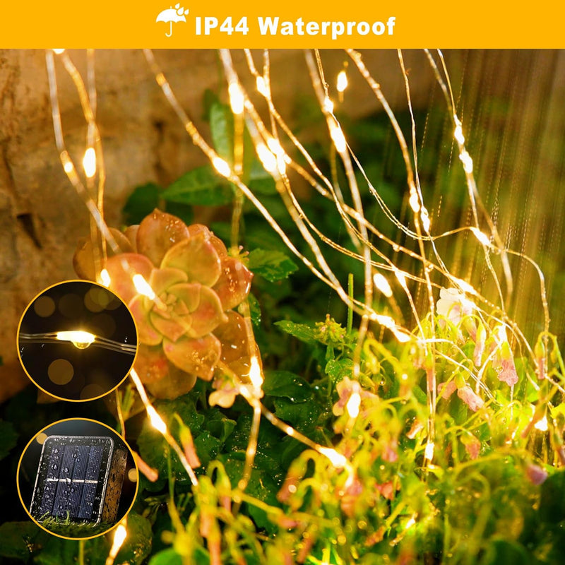 2-Pack Waterproof Solar-Powered 66ft Outdoor String Lights with 200 LE