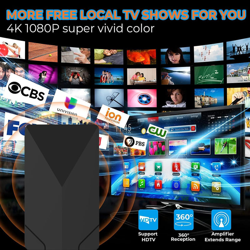 Digital HDTV Antenna for Free Over-The-Air Channels with G4 Smart Chip and 35ft Cable (Upgraded 2025 Model)