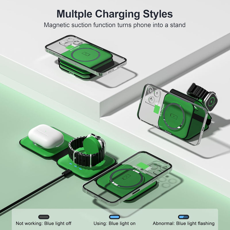 Foldable 3-in-1 Wireless Charging Station for Multiple Devices