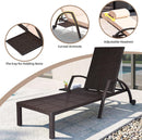 Patio Chaise Lounge Chairs Set of 2 Wicker Pool Lounge Chairs Outdoor with 5 Adjustable Back & Removable Cushion & Tray Tanning Chair Sun Loungers for Patio Poolside Deck Beach