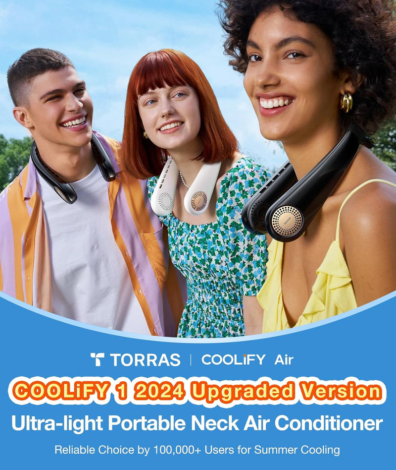 TORRAS COOLiFY Air Neck Air Conditioner, Ultra-Light Portable Neck Fan Rechargeable with 3 Modes Fan/Cool/Heat