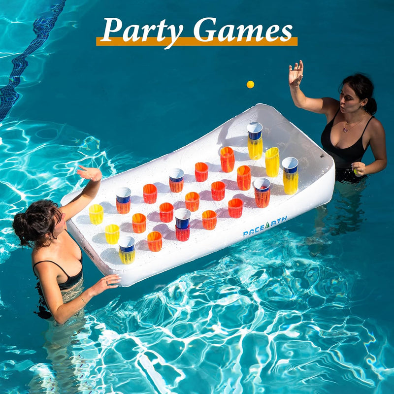 Pool Floats for Swimming Pool with 16 Ping-Pong Balls & A Pump