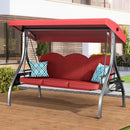 3 Seat Outdoor Porch Patio Swing with Stand 800lbs 2-in-1 Convertible Swing Bed with Adjustable Canopy & Removable Cushion for Yard Garden Deck