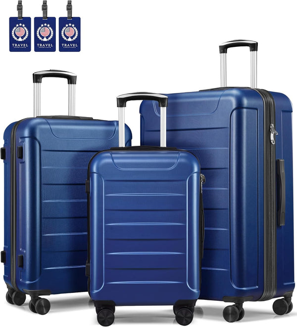 Luggage Sets, 3 Piece Set Hardside Suitcases with Double Spinner Wheels, 20/24/28 Travel Luggages Clearance Lightweight