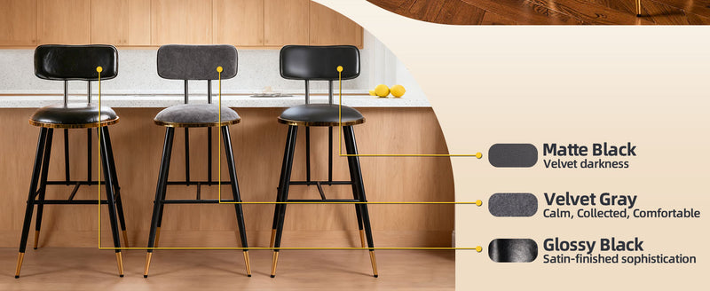 Bar Stools Set of 2 26 Inch Tall Counter Height Barstools with Backs Upholstered Bar Chairs for Kitchen Island Home Coffee Bar