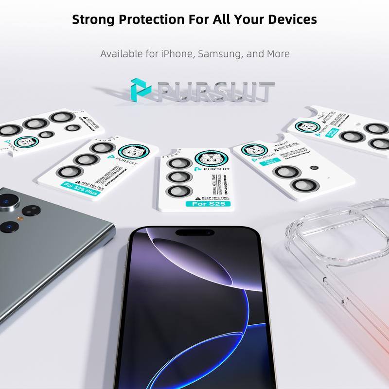 PURSUIT Lens Protector for iPhone 16 Pro Max/Samsung S24 Ultra, 99% HD Clear, Anti-Scratch & Shockproof, Easy Install,Camera Protector – Bubble-Free, Anti-Fingerprint, Case Friendly