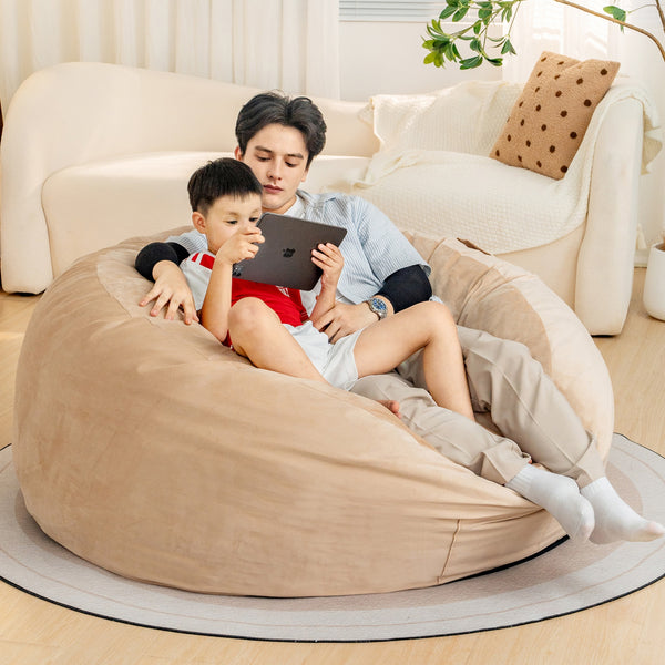 Bean Bag Chair: Giant 5' Memory Foam Furniture Bean Bag Chairs for Adults with Microfiber Cover 5Ft (Black)