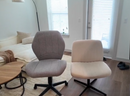 Cross Legged Chair Armless Office Chair with Wheels Wide Desk Chair with Tall Back Comfy Vanity Chair with Stress Relief Curved Design Seat Criss Cross Chair for Bedroom & Office & Home