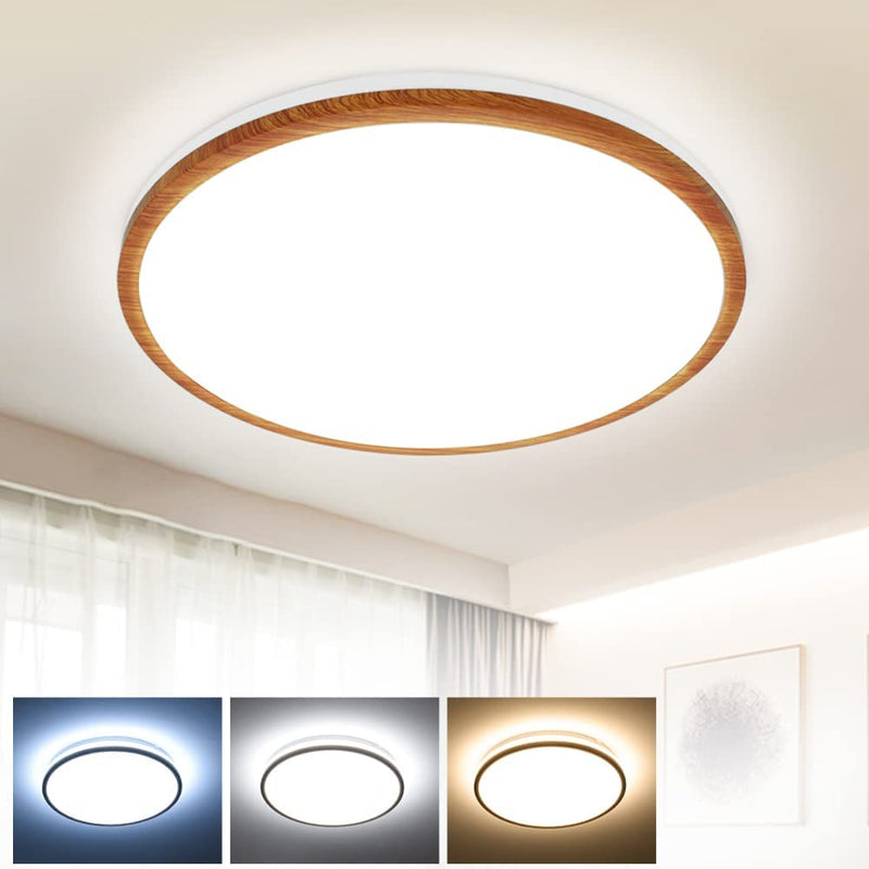 Dimmable LED Flush Mount Ceiling Light Fixture With Remote Control & 3 Light Temperatures