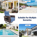 Outdoor Recliner Chair, Wicker Patio Recliners with Adjustable Backrest and Extended Foot Rest, Reclining Patio Chairs with Flip Table & Removable Cushion Cover for Porch