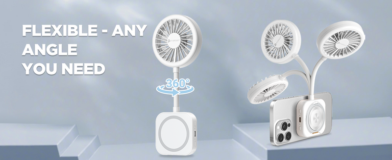 2025 New Magnetic Fan, Portable Fan with 3 Modes Led Light, 1200mAh Foldable Travel Fan, USB Rechargeable Handheld Fan Hands-Free Phone Mount, 3 Speed Wind, 360° Adjustable Stand, Pocket Design for Travel Summer Concerts Car, Summer Gifts for Women & Men.