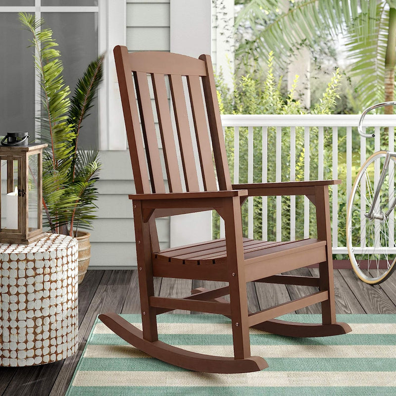 Outdoor Rocking Chair, Presidential Rocking Chair Supports up to 350 lbs, All-Weather Polystyrene Rocker, Oversized Porch Rocking Chair