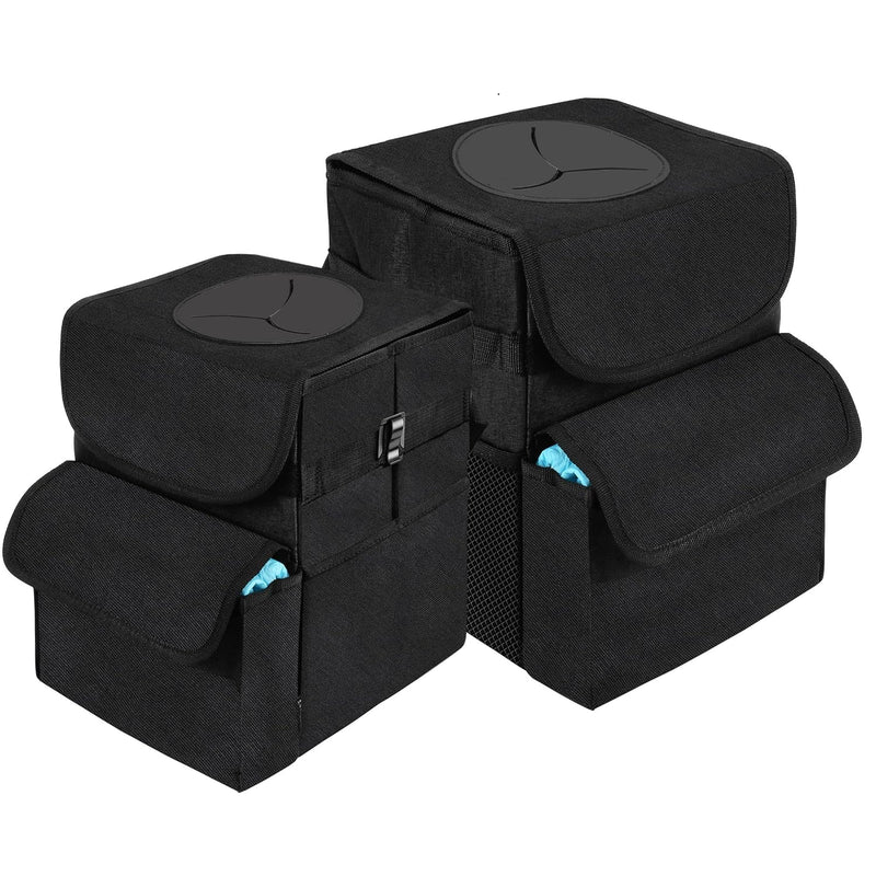 Car Trash Can with Lid and Storage Pockets, 100% Leak-Proof Organizer, 1.8 + 2.8 Gallons Set