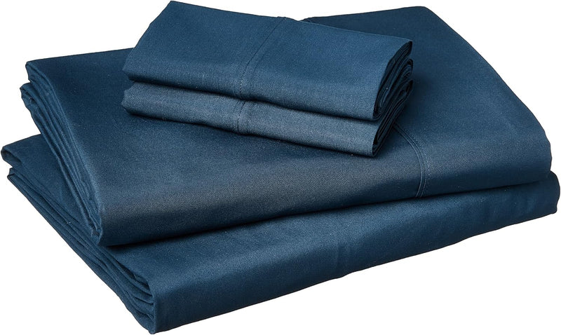 Lightweight Super Soft Easy Care Microfiber 3-Piece Bed Sheet Set with Extra Pillowcase, Twin XL, Navy Blue, Solid