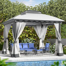 Outdoor Patio Gazebo 10×13 Heavy Duty Gazebos with Mosquito Netting & Double Roof Metal Steel Frame Canopy Gazebo Tent Shelter for Patio Lawn Backyard Garden