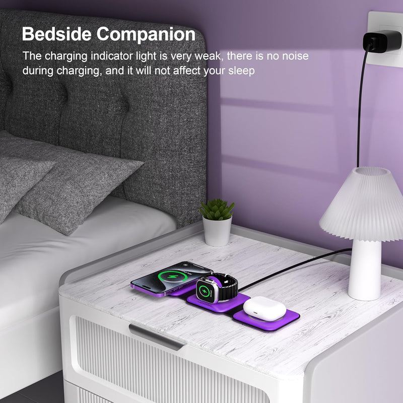 Foldable 3-in-1 Wireless Charging Station for Multiple Devices