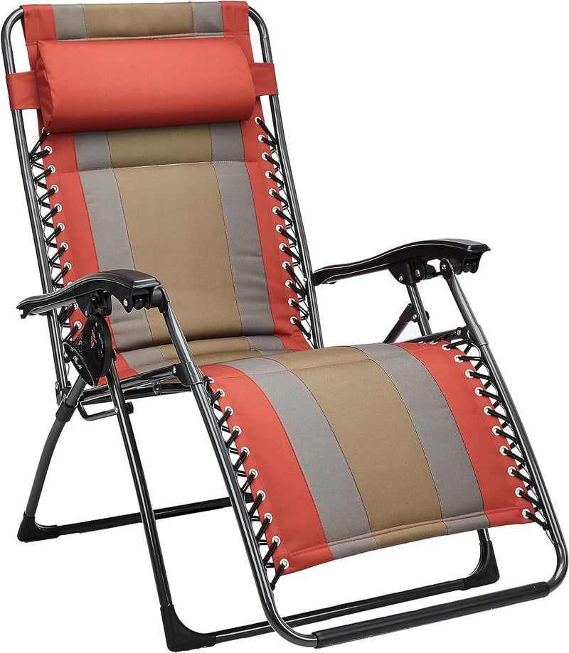 Amazon Basics Outdoor Adjustable Zero Gravity Folding Reclining Lounge Chair With Pillow, 65" D x 44.1" W x 29.5" H