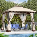 Outdoor Patio Gazebo 10×13 Heavy Duty Gazebos with Mosquito Netting & Double Roof Metal Steel Frame Canopy Gazebo Tent Shelter for Patio Lawn Backyard Garden