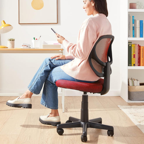 Amazon Basics Low-Back Office Computer Task Chair with Breathable Mesh Back and Upholstered Pneumatic Swivel Seat