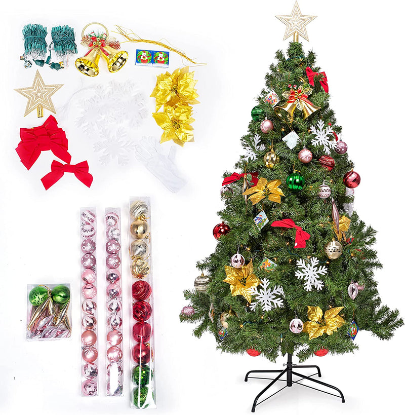 6-Foot Christmas Tree with Decoration Kit Including Lights, Stand, Ornaments & More