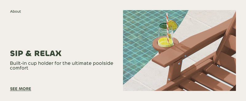 Aokia Plastic Lounge Chairs for Outside Set of 2 with Wheels & Cup Holder, Oversize HDPE 6-Position Chaise Lounge Outdoor Lounger for Patio & Pool.