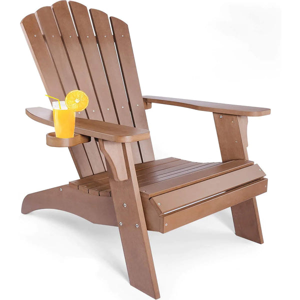 Oversized Adirondack Chair with Cup Holder Made with All-Weather Fade-Resistant Poly Lumber & 350lb Weight Rating