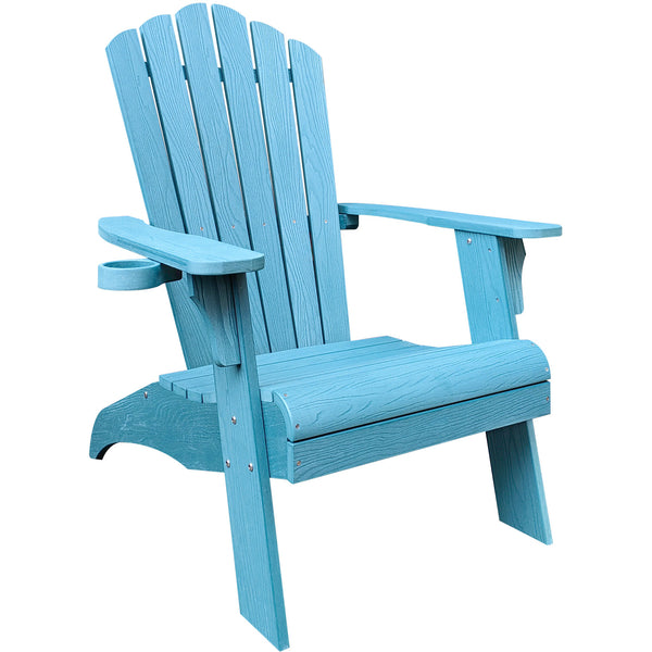 Poly Lumber Oversized Adirondack Chair with Cup Holder, Blue