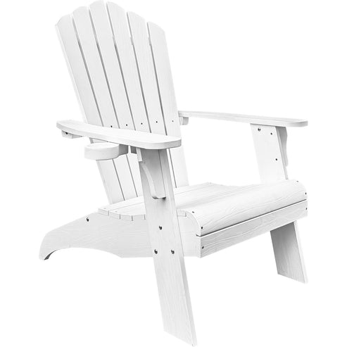 Poly Lumber Oversized Adirondack Chair with Cup Holder, White