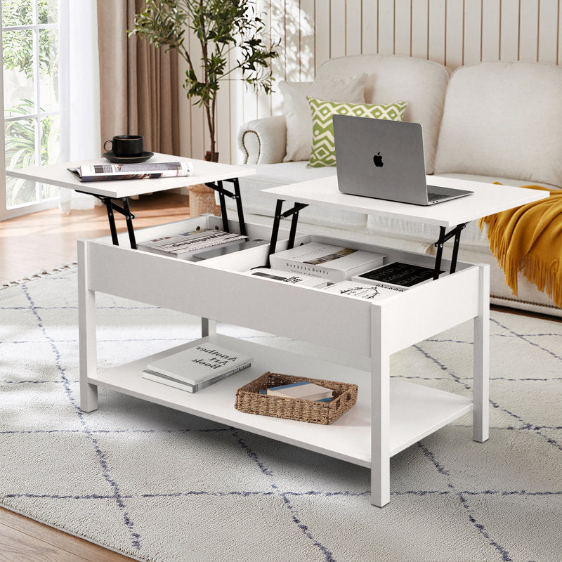Coffee Table for Living Room, Space-Saving Coffee Table with Hidden Storage and Split Lift-Top