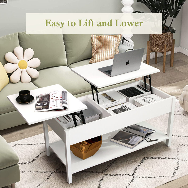 Space-Saving Dual Lift-Top Coffee Table with Hidden Storage