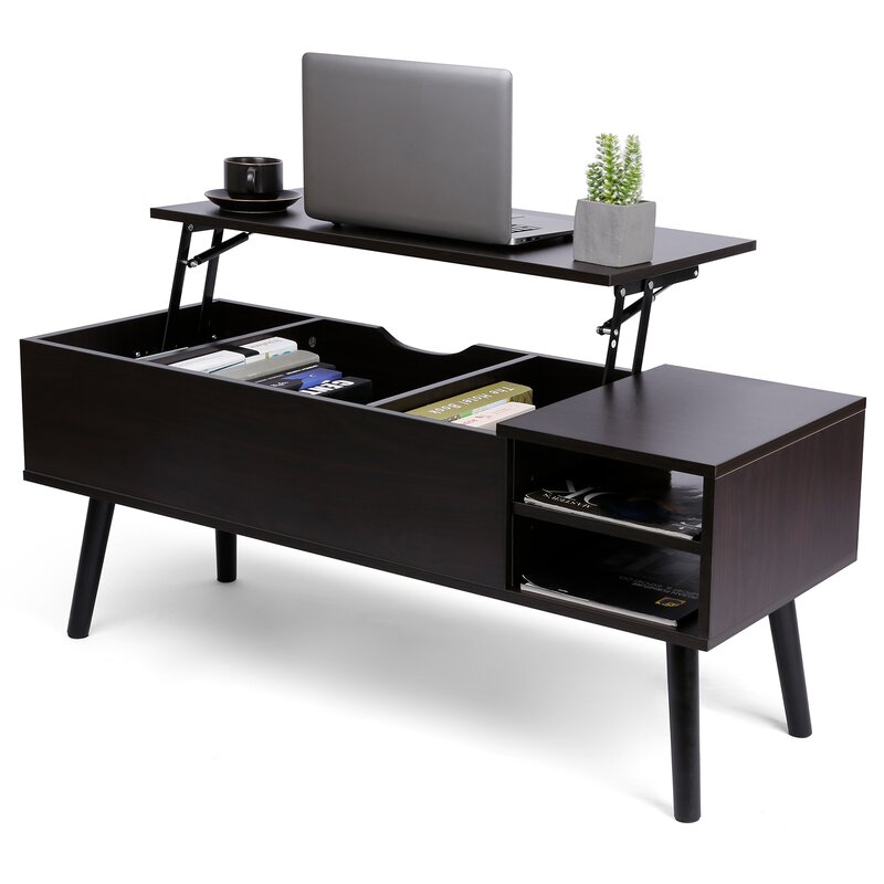 Coffee Table with Storage, Modern Lift-Top Coffee Table with Hidden Storage