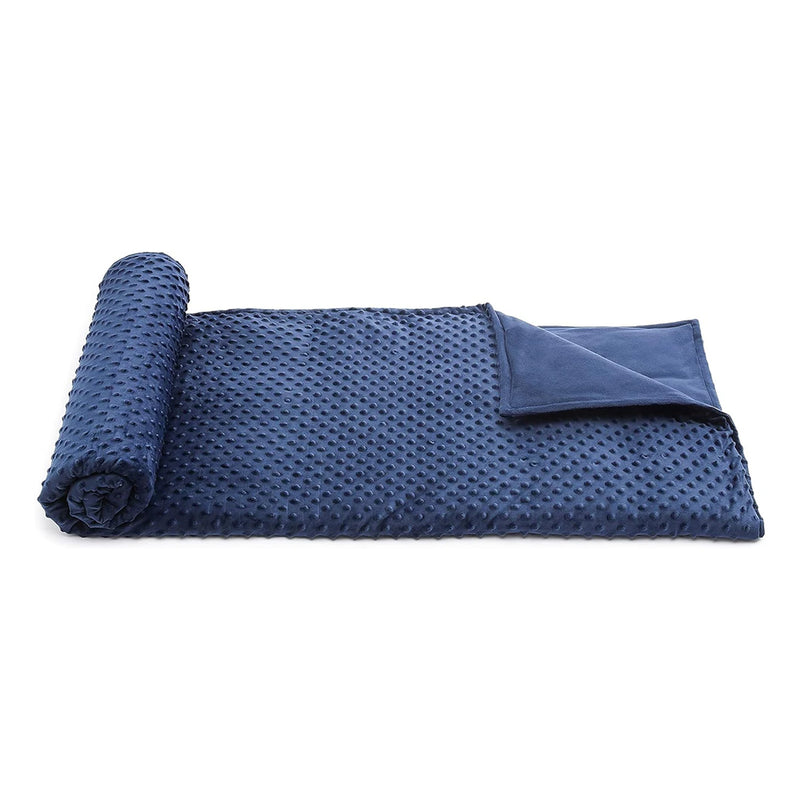 Amazon Basics Kids Cotton Weighted Blanket and Micromink Cover - 7-Pound, 41" x 60", Gray/Navy