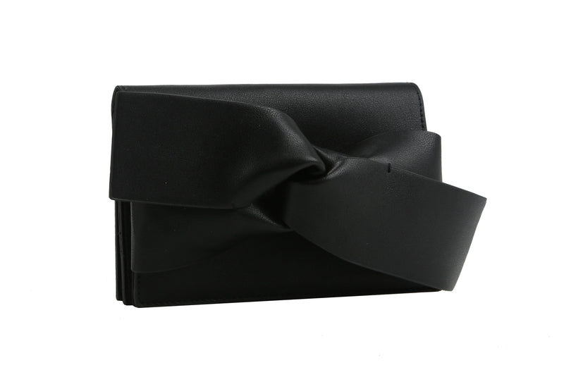 Vegan Leather Clutch Purse for Women, Crossbody Bag with Detachable Strap, Bow Tie Detail, Evening Bag, Messenger Style, Fashion Gift Idea