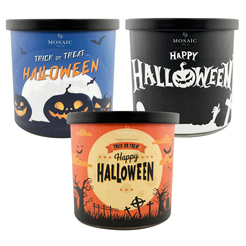 Halloween Scented Candle Combo Set, 3-Pack Scented Soy Wax Candles