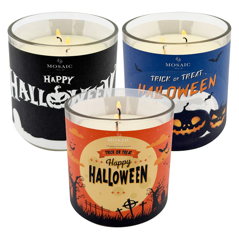 Halloween Scented Candle Combo Set, 3-Pack Scented Soy Wax Candles