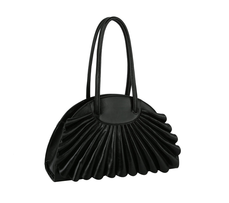 Florial Ruffle Tote Bag for Women, Large Vegan Leather Laptop Bag with Zipper Closure, Ideal for Work, Travel, and as a Holiday Gift