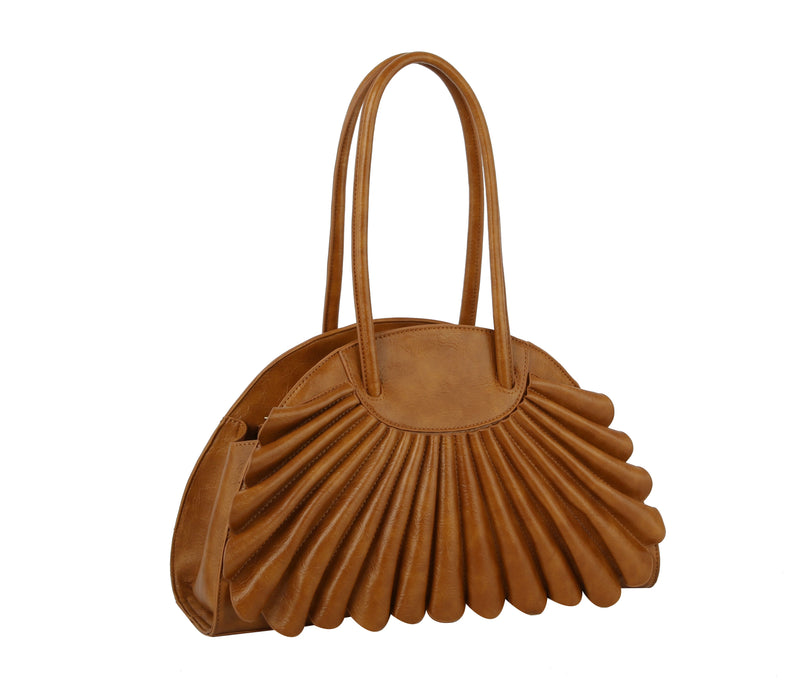Florial Ruffle Tote Bag for Women, Large Vegan Leather Laptop Bag with Zipper Closure, Ideal for Work, Travel, and as a Holiday Gift